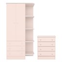 Ver imagem 1 de Quarto de Bebê Doce Sonho com Roupeiro 825 e Cômoda 777 Qmovi Rosa Acetinado