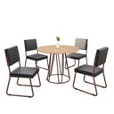 Ver imagem 2 de Conjunto Sala de Jantar Mesa Redonda 100cm Base Omega Tampo MDF Napoli Marrom/Preto