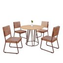 Ver imagem 2 de Conjunto Sala de Jantar Mesa Redonda 100cm Base Omega Tampo MDF Napoli Marrom