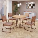 Ver imagem 1 de Conjunto Sala de Jantar Mesa Redonda 100cm Base Omega Tampo MDF Napoli Marrom