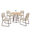 Ver imagem 2 de Conjunto Sala de Jantar Mesa Redonda 100cm Base Omega Tampo MDF Napoli Marrom/Creme