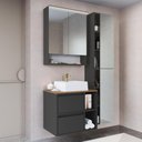 Ver imagem 1 de Conjunto Banheiro Gabinete com Cuba/Espelheira/LED 96cm Multimóveis Crpro-CON032 Mel/Grafite