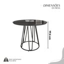 Ver imagem 3 de Conjunto Sala de Jantar Mesa Redonda 100cm Base Omega Tampo MDF Laca com Vidro Napoli Preto/Marrom