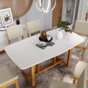 Ver imagem 6 de Conjunto Sala de Jantar Mesa Oval 6 Cadeiras Tampo de MDF Filadélfia Marrom Cerejeira/Palha
