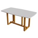 Ver mais imagens de Conjunto Sala de Jantar Mesa Oval 6 Cadeiras Tampo de MDF Filadélfia Marrom Cerejeira/Palha