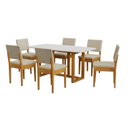 Ver imagem 2 de Conjunto Sala de Jantar Mesa Oval 6 Cadeiras Tampo de MDF Filadélfia Marrom Cerejeira/Palha