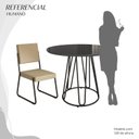 Ver imagem 5 de Conjunto Sala de Jantar Mesa Redonda 100cm Base Omega Tampo MDF Laca com Vidro Napoli Preto/Creme