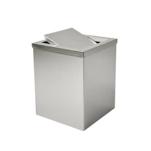 Lixeira Aço Inox Quadrada C/ Tampa 50l Área Interna/externa - Prata