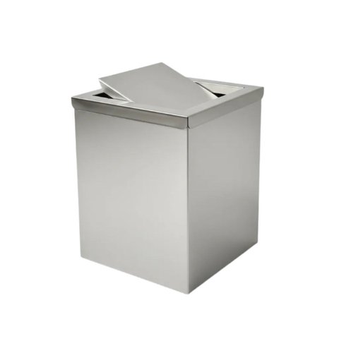 Lixeira Aço Inox Quadrada C/ Tampa 50l Área Interna/externa - Prata