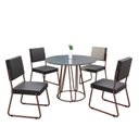 Ver imagem 2 de Conjunto Sala de Jantar Mesa Redonda 100cm Base Omega Tampo MDF Laca com Vidro Napoli Marrom/Preto