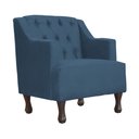 Ver imagem 1 de Poltrona Decorativa Pés Luis XV Gênises Encosto Capitonê Suede Azul Royal Carolina Moveis