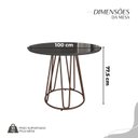 Ver imagem 3 de Conjunto Sala de Jantar Mesa Redonda 100cm Base Omega Tampo MDF Laca com Vidro Napoli Marrom