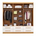 Ver imagem 4 de Guarda-Roupa Casal 6 Portas 6 Gavetas Majestic Marrom/Freijó/Off-White