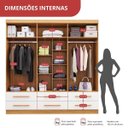 Ver imagem 5 de Guarda-Roupa Casal 6 Portas 6 Gavetas Majestic Marrom/Freijó/Off-White
