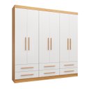 Ver imagem 2 de Guarda-Roupa Casal 6 Portas 6 Gavetas Majestic Marrom/Freijó/Off-White