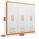 Ver imagem 3 de Guarda-Roupa Casal 6 Portas 6 Gavetas Majestic Marrom/Freijó/Off-White