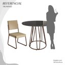 Ver imagem 5 de Conjunto Sala de Jantar Mesa Redonda 100cm Base Omega Tampo MDF Laca com Vidro Napoli Marrom/Creme