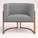 Ver imagem 7 de Poltrona Decorativa Luna Bouclé Premium para Sala Escritório Recepção Base Circular em Ferro Madeira