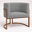Ver mais imagens de Poltrona Decorativa Luna Bouclé Premium para Sala Escritório Recepção Base Circular em Ferro Madeira
