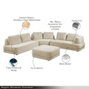Ver imagem 3 de Sofá de Canto Modulado Vercelli 522cm com Almofadas Soltas e Puff Veludo Luxo Bege G92 - Gran Belo