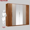 Ver imagem 6 de Guarda Roupa Casal 6 Portas com Ripado e com Espelho 6 Gavetas Equador - Nogueira-nude Prime Tx