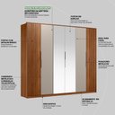 Ver imagem 7 de Guarda Roupa Casal 6 Portas com Ripado e com Espelho 6 Gavetas Equador - Nogueira-nude Prime Tx