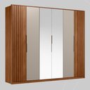 Ver imagem 3 de Guarda Roupa Casal 6 Portas com Ripado e com Espelho 6 Gavetas Equador - Nogueira-nude Prime Tx