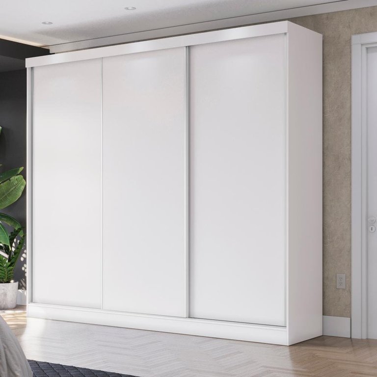 Guarda-roupa Casal 100% Mdf Kappesberg 3 Portas de Correr 8 Gavetas Branco