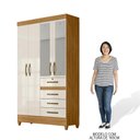 Ver imagem 5 de Guarda Roupa Solteiro com Espelho 4 Portas 4 Gavetas Cabral M07 Freijó/off White - Mpozenato