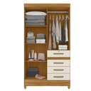Ver imagem 6 de Guarda Roupa Solteiro com Espelho 4 Portas 4 Gavetas Cabral M07 Freijó/off White - Mpozenato