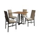 Ver imagem 2 de Conjunto de Jantar Mônaco Premium Mesa 90cm com 4 Cadeiras Estofadas para Cozinha - Imbuia-Bege