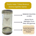 Ver imagem 5 de Porta Vela 7 Dias Divino Espírito Santo Vidro Alumínio 18 Cm