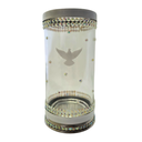 Ver imagem 1 de Porta Vela 7 Dias Divino Espírito Santo Vidro Alumínio 18 Cm