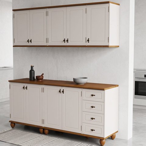 Cozinha Compacta 4 Peças Joy Off White/Nogueira