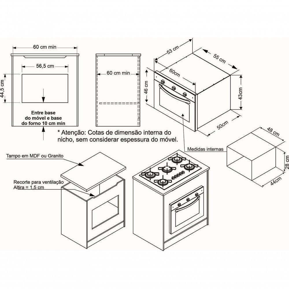 Forno Elétrico De Embutir Stelar âmbar De 55 Litros Preto 220v ...