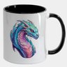 Caneca Branca com Interna Preta Y3 Dragão Azul Rosa Desenho - 1