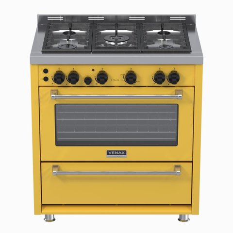 Fogao 5 Bocas Venax Temis Amarelo Gas Glp 127 V