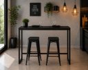 Ver imagem 2 de Mesa Jantar Aparador Bancada Alta Industrial 200x70cm Tampo Preto Pés Preto