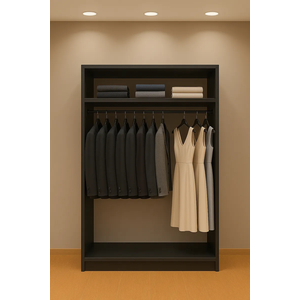Closet Nicho Estante Expositor para Roupas Aberto Cabide Mdf:preto