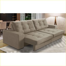 Sofá Retrátil e Reclinável 2 Lugares 1,50m com Molas Melissa Suede Cappuccino Rover & Beato - 1