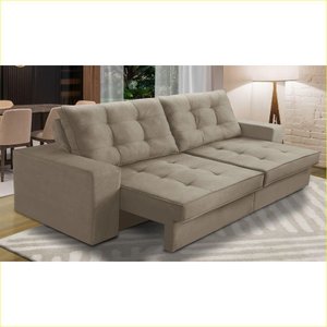 Sofá Retrátil e Reclinável 2 Lugares 1,50m com Molas Melissa Suede Cappuccino Rover & Beato