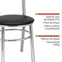 Ver imagem 7 de Conjunto 6 Cadeiras para Sala de Jantar Tradicional Cromado/Preto