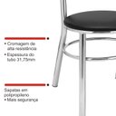 Ver mais imagens de Conjunto 6 Cadeiras para Sala de Jantar Tradicional Cromado/Preto