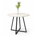 Ver imagem 1 de Mesa de Jantar Redonda Lais 110cm Off White com Pés em Ferro Preto