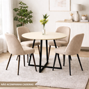 Ver imagem 3 de Mesa de Jantar Redonda Lais 110cm Off White com Pés em Ferro Preto