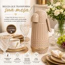 Ver imagem 4 de Garrafa Térmica Valentina 1L Bege Areia com Pressão e Detalhes Dourados