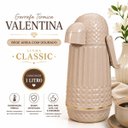 Ver imagem 2 de Garrafa Térmica Valentina 1L Bege Areia com Pressão e Detalhes Dourados