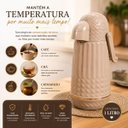 Ver imagem 7 de Garrafa Térmica Valentina 1L Bege Areia com Pressão e Detalhes Dourados
