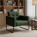 Ver imagem 1 de Poltrona Sala Decorativa Elisa Base Tubular Alta Preta Sintético Pu Verde D03 - D’Rossi