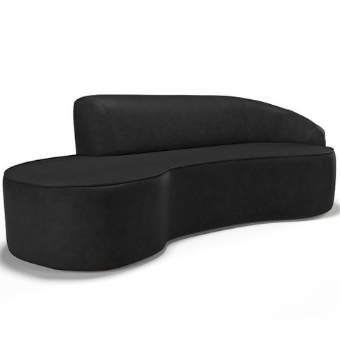 Sofá 3 Lugares Curvo Living Firenze Direito D02 Couríssimo Preto 180cm B-159 - Lyam